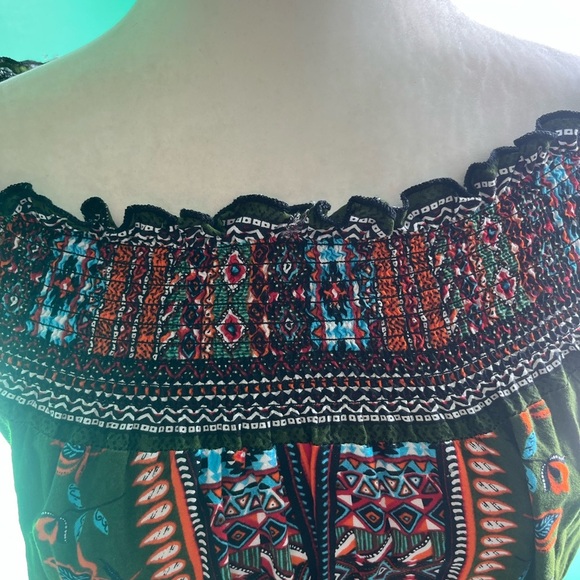 Off shoulder smocked tunic with Pom Pom hem. - Picture 3 of 6